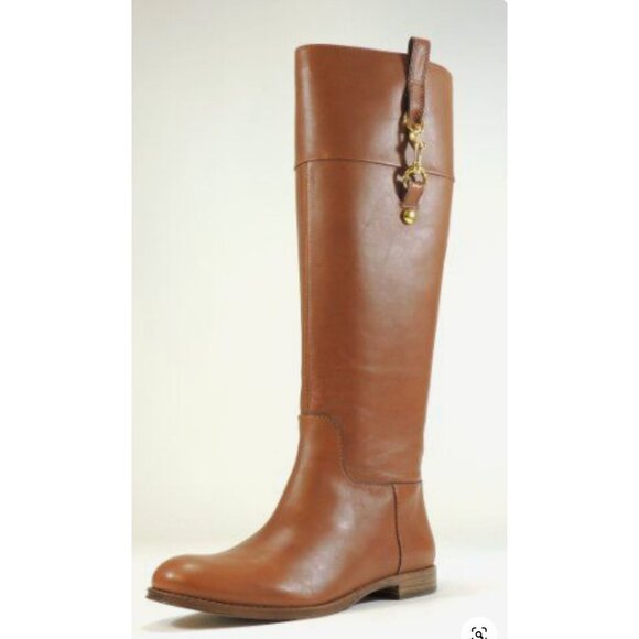 COACH Martta Soft Leather Riding Boots Women's Size 7 Camel Brown Leather Used c - Picture 1 of 15